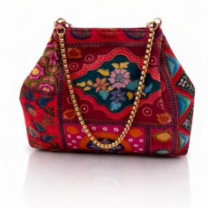 Bolso bombonera estampado fucsia