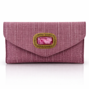 Bolso de Fiesta Malva Rosado con Piedra Natural
