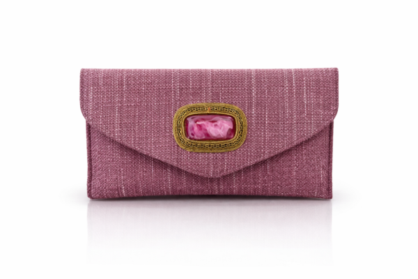 Bolso de Fiesta Malva Rosado con Piedra Natural