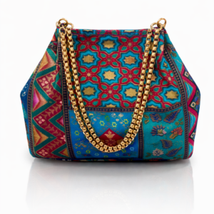 Bolso bombonera estampado azul