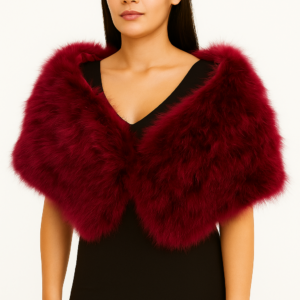 Capa de plumas burdeos