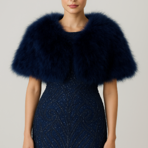 Capa de plumas azul noche
