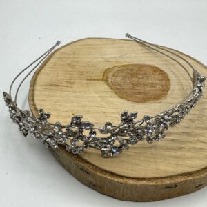 Tiara doble plata y cristales brillo