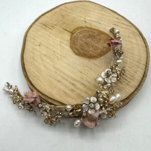 Tocado joya con rosas en brillo