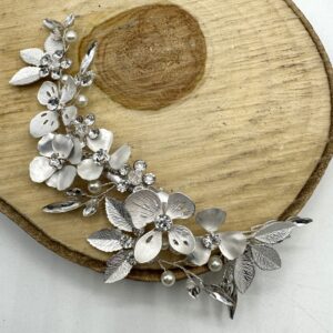 Tocado plata flores moldeable