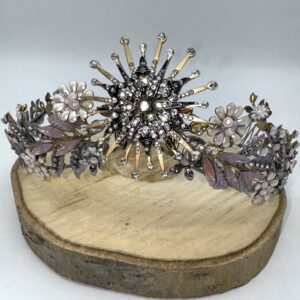 Tiara estrella central dorado plateado y rosa