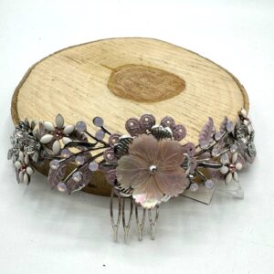 Tocado joya en plateado y rosa con cristales