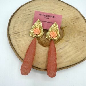 Pendientes flamenca hoja dorada