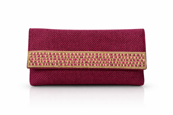 Bolso de fiesta buganvilla – Clutch elegante con detalle dorado