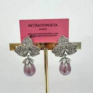 Pendientes cristal flor y perla