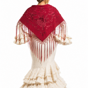 Manton flamenca bordado al tono fleco largo (+ colores)