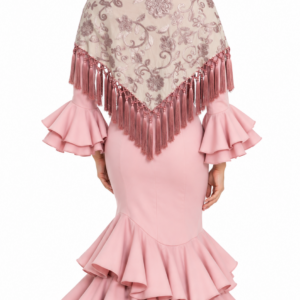 Mantón bordado rosa empolvado