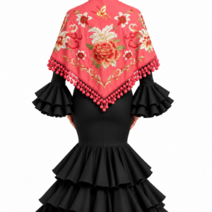 Mantón bordado floral con madroños (+ colores)