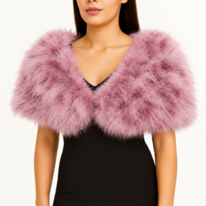 Capa de plumas rosa palo